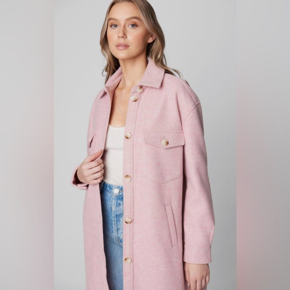 Blank NYC Faux Wool Long Shirt Jacket Shacket XS